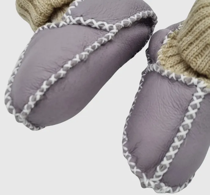 Upcycled Leather Booties Lila
