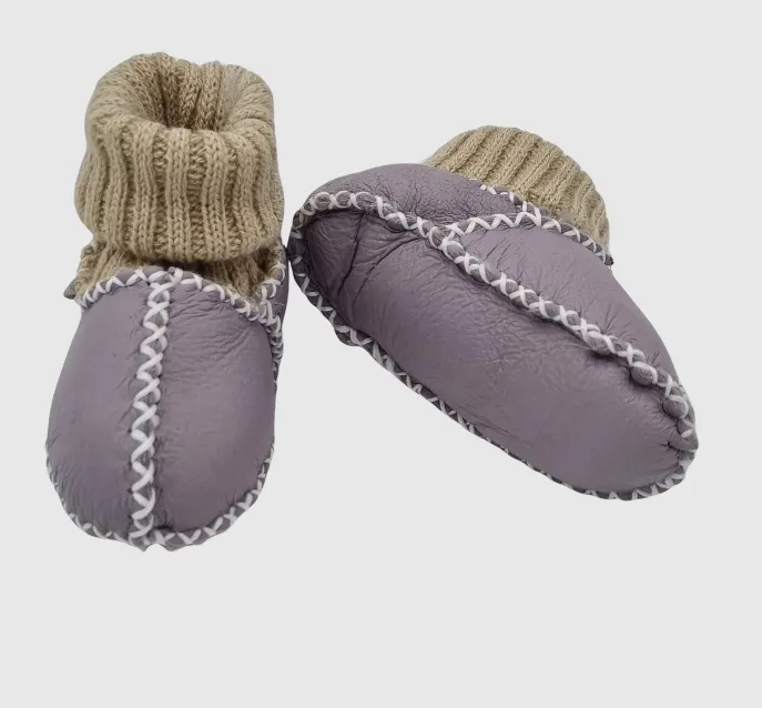 Upcycled Leather Booties Lila