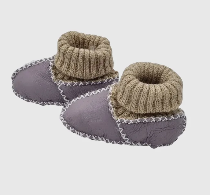 Upcycled Leather Booties Lila