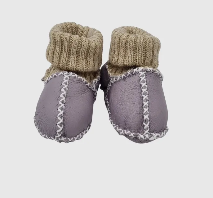 Upcycled Leather Booties Lila