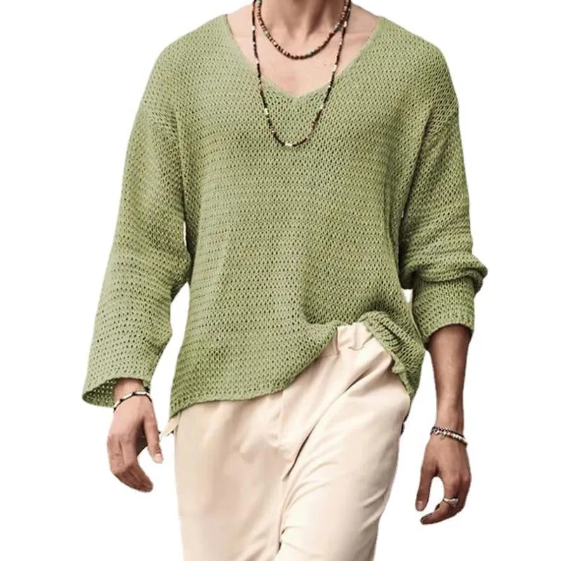 V-Neck Cotton Sweater | Lightweight Knit | Relaxed Fit