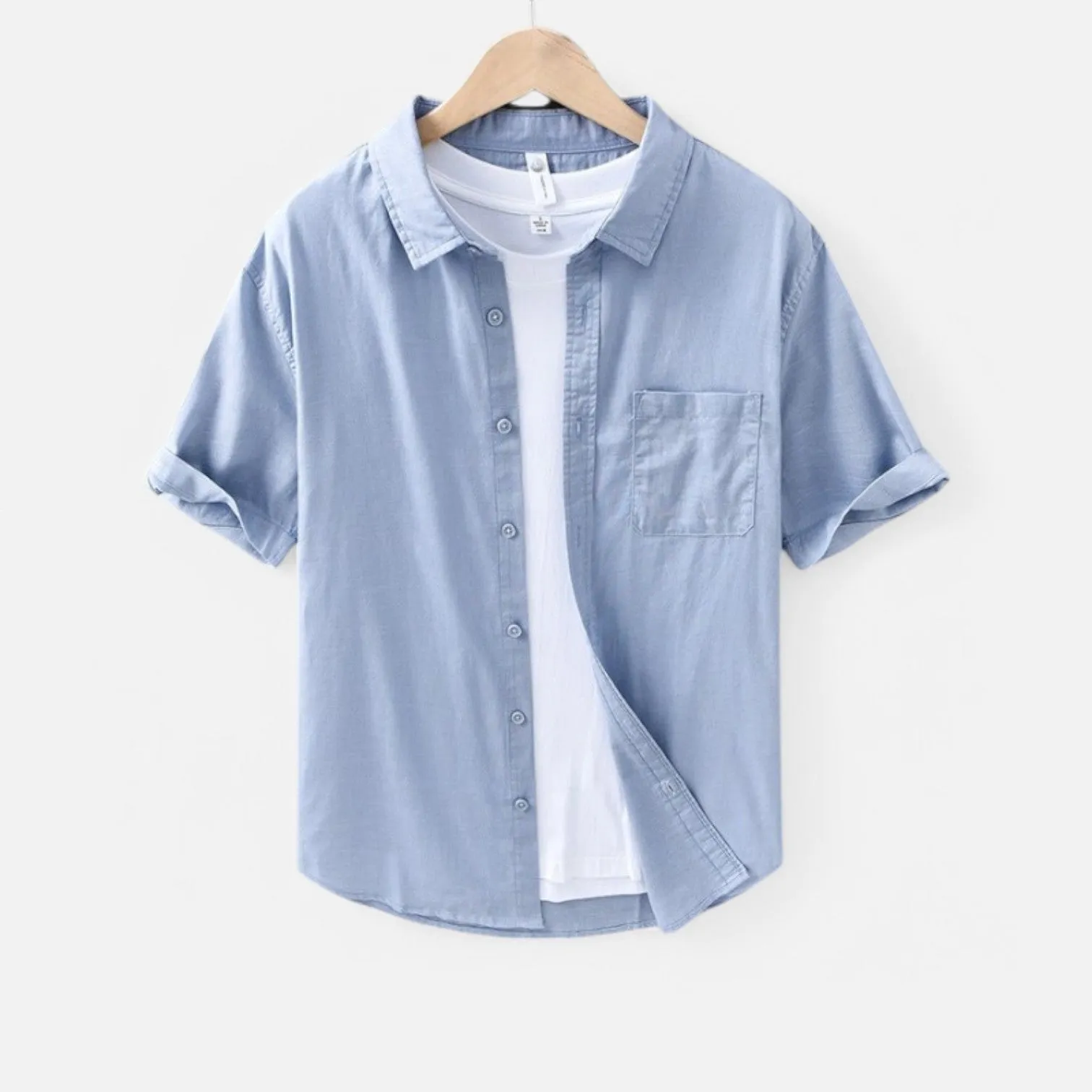 Valenti | Pure Linen Short Sleeve T-Shirt - Button Polo Shirt