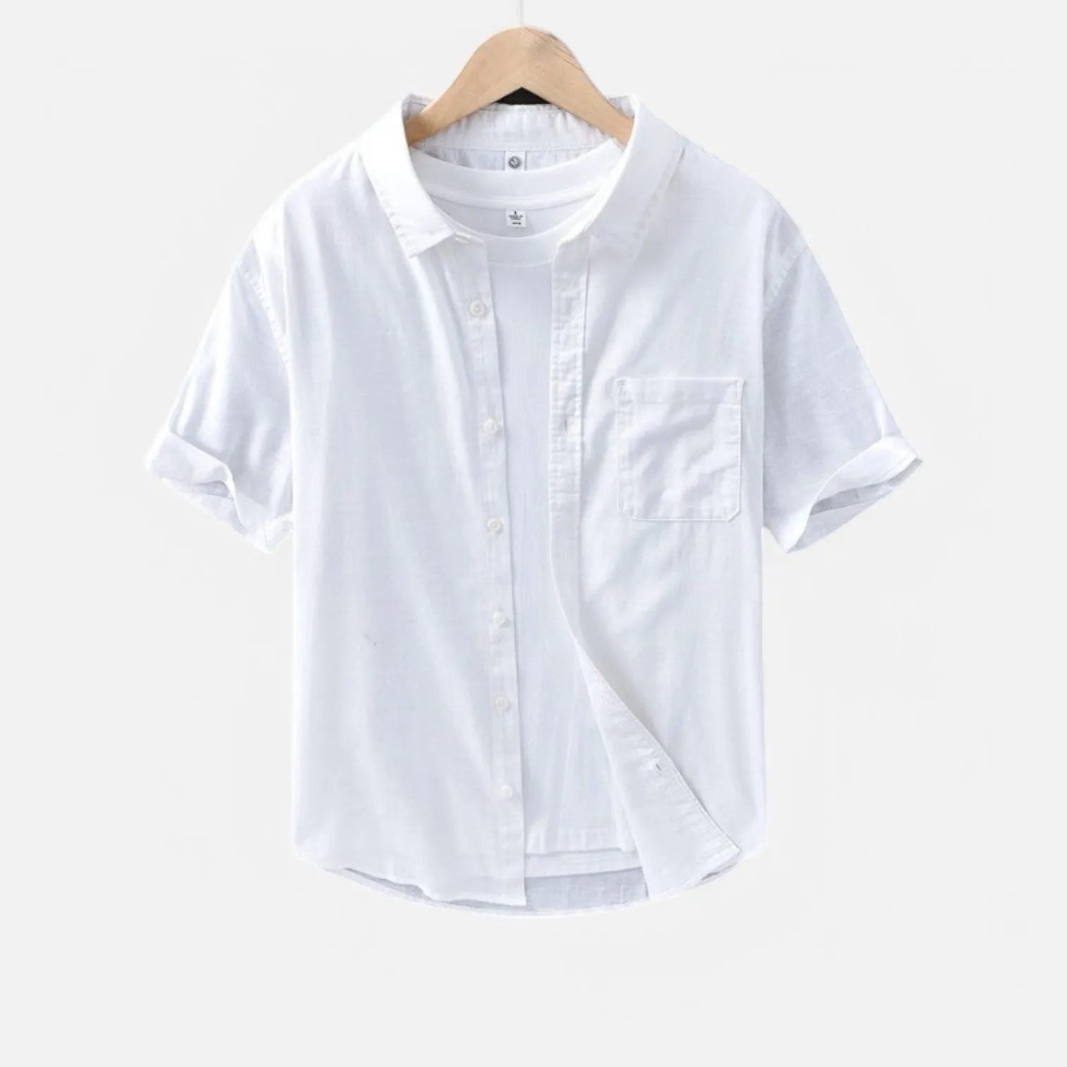 Valenti | Pure Linen Short Sleeve T-Shirt - Button Polo Shirt