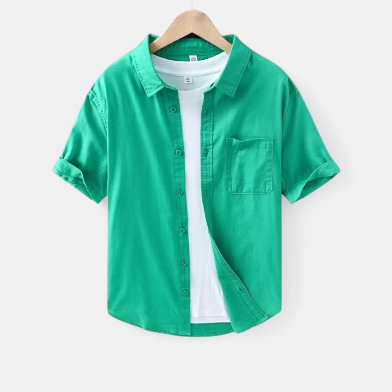 Valenti | Pure Linen Short Sleeve T-Shirt - Button Polo Shirt