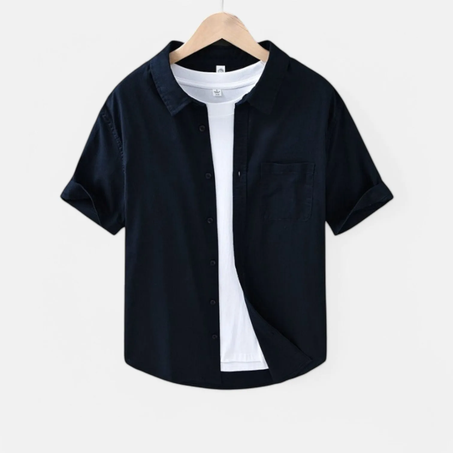 Valenti | Pure Linen Short Sleeve T-Shirt - Button Polo Shirt