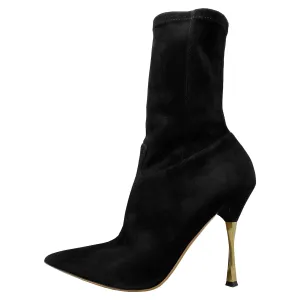 Valentino Twisteel 105mm Black Suede Ankle Boots Size EU 38.5