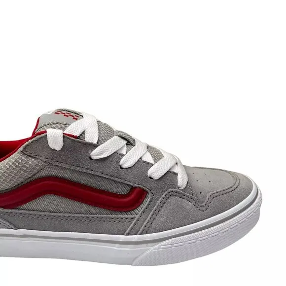 Vans Caldrone Youth Boy's Suede Sneakers Size 5 Gray-Red Classic Stylish Shoes