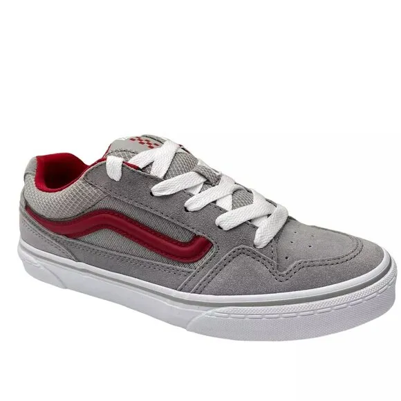 Vans Caldrone Youth Boy's Suede Sneakers Size 5 Gray-Red Classic Stylish Shoes