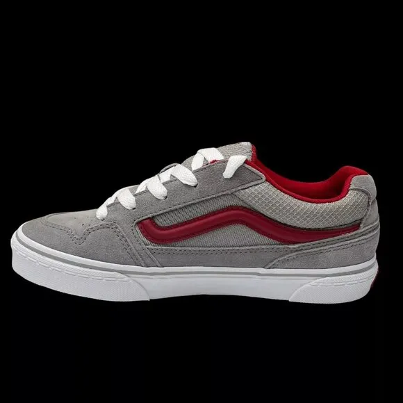 Vans Caldrone Youth Boy's Suede Sneakers Size 5 Gray-Red Classic Stylish Shoes