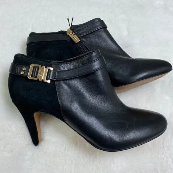 Vince Camuto Suede and Leather Booties with Gold accents, size 5.5 NWOT