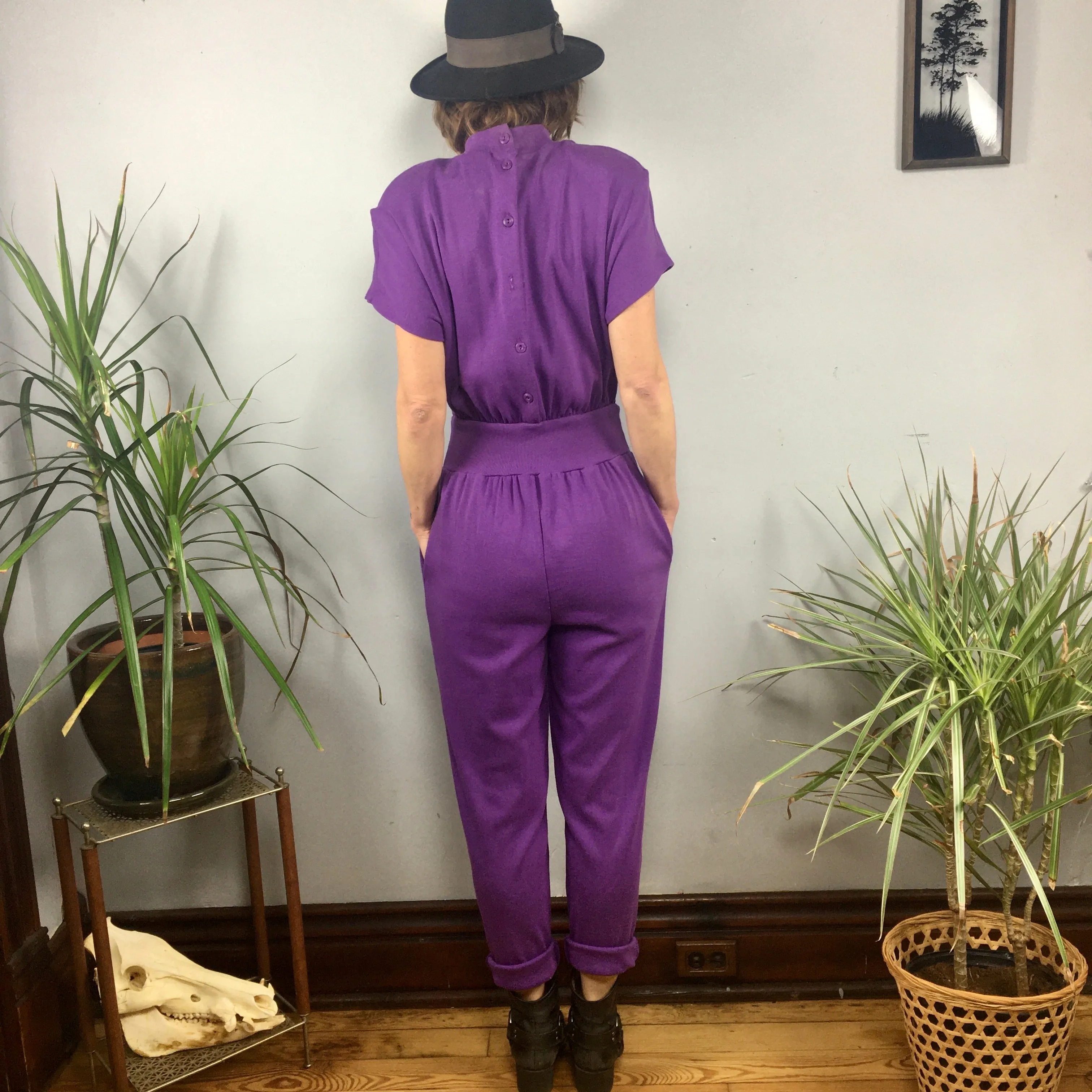 Vintage 80s 90s AA Moose purple jumpsuit // Size Medium