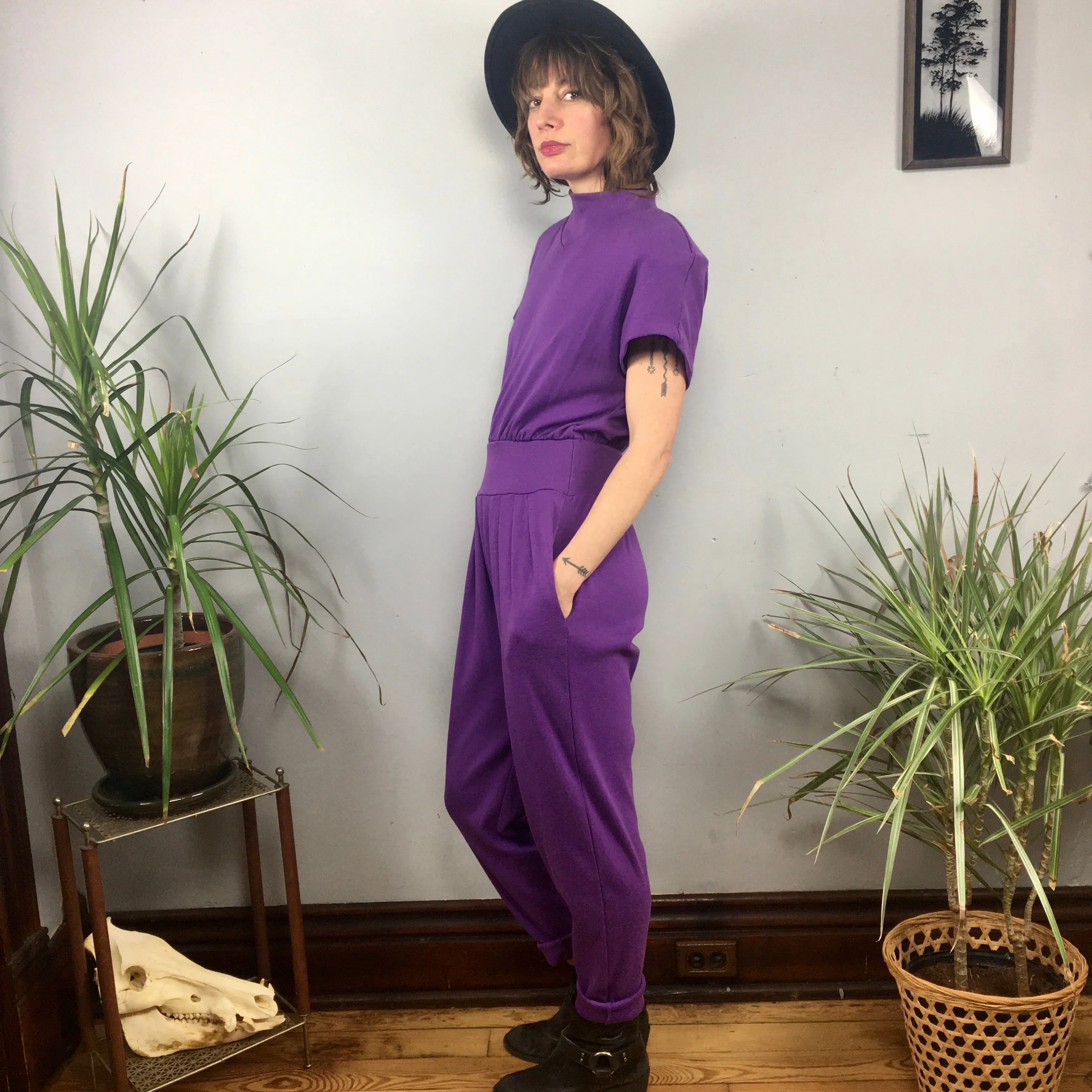 Vintage 80s 90s AA Moose purple jumpsuit // Size Medium