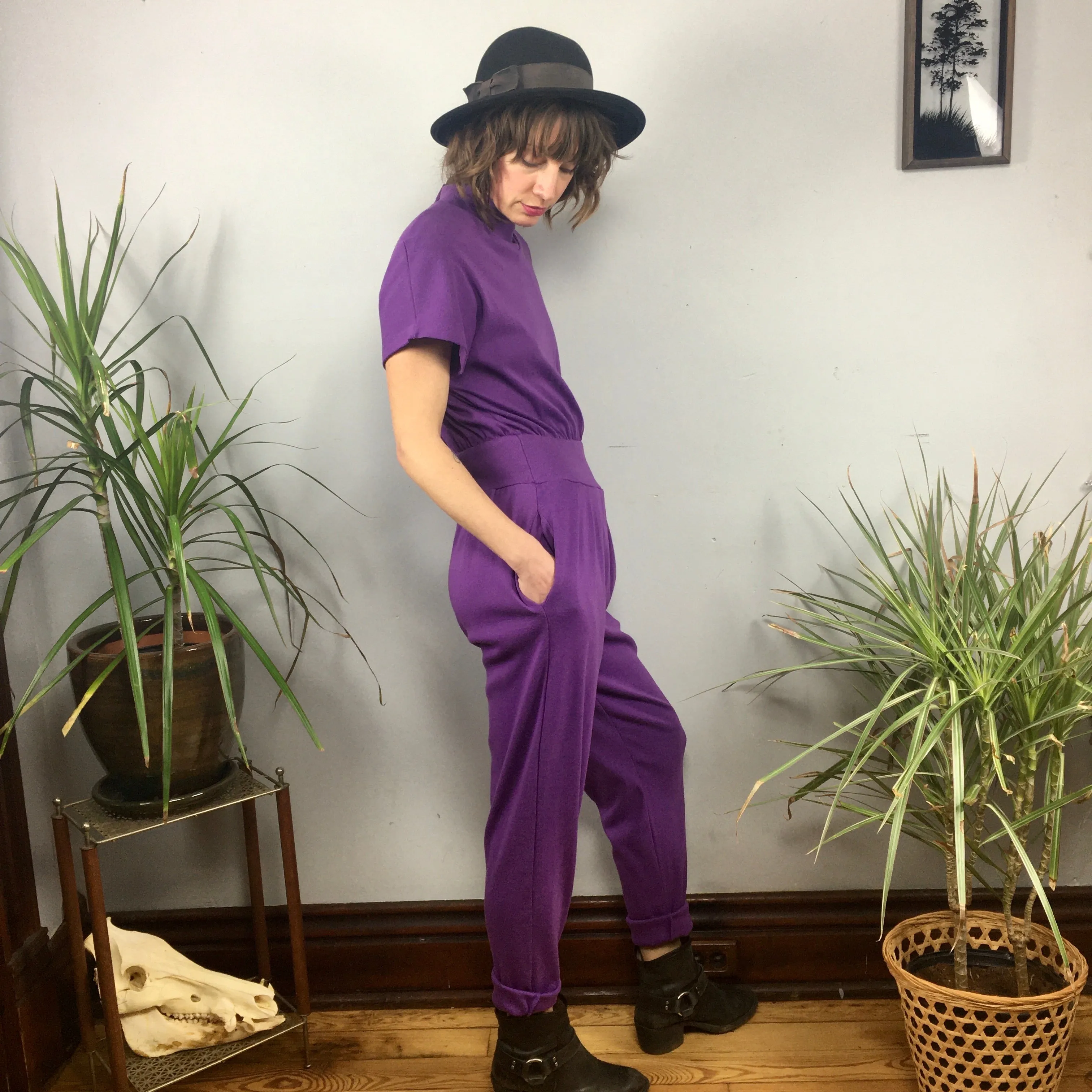 Vintage 80s 90s AA Moose purple jumpsuit // Size Medium
