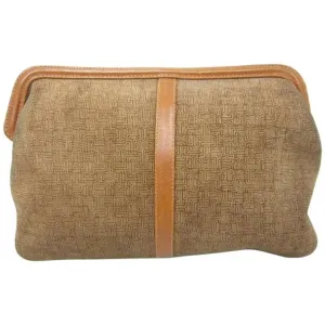 Vintage LANVIN brown logo printed suede leather pouch bag. Great masterpiece for all generations. unisex. Must Have