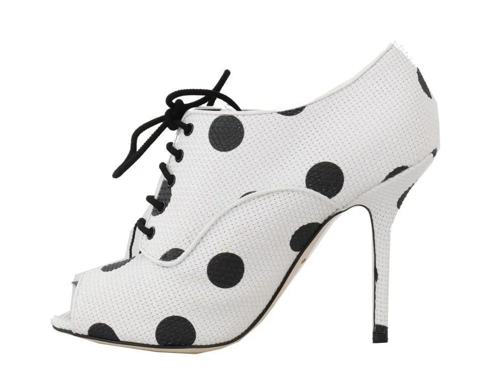 White Polka Dot Peep Toes Booties