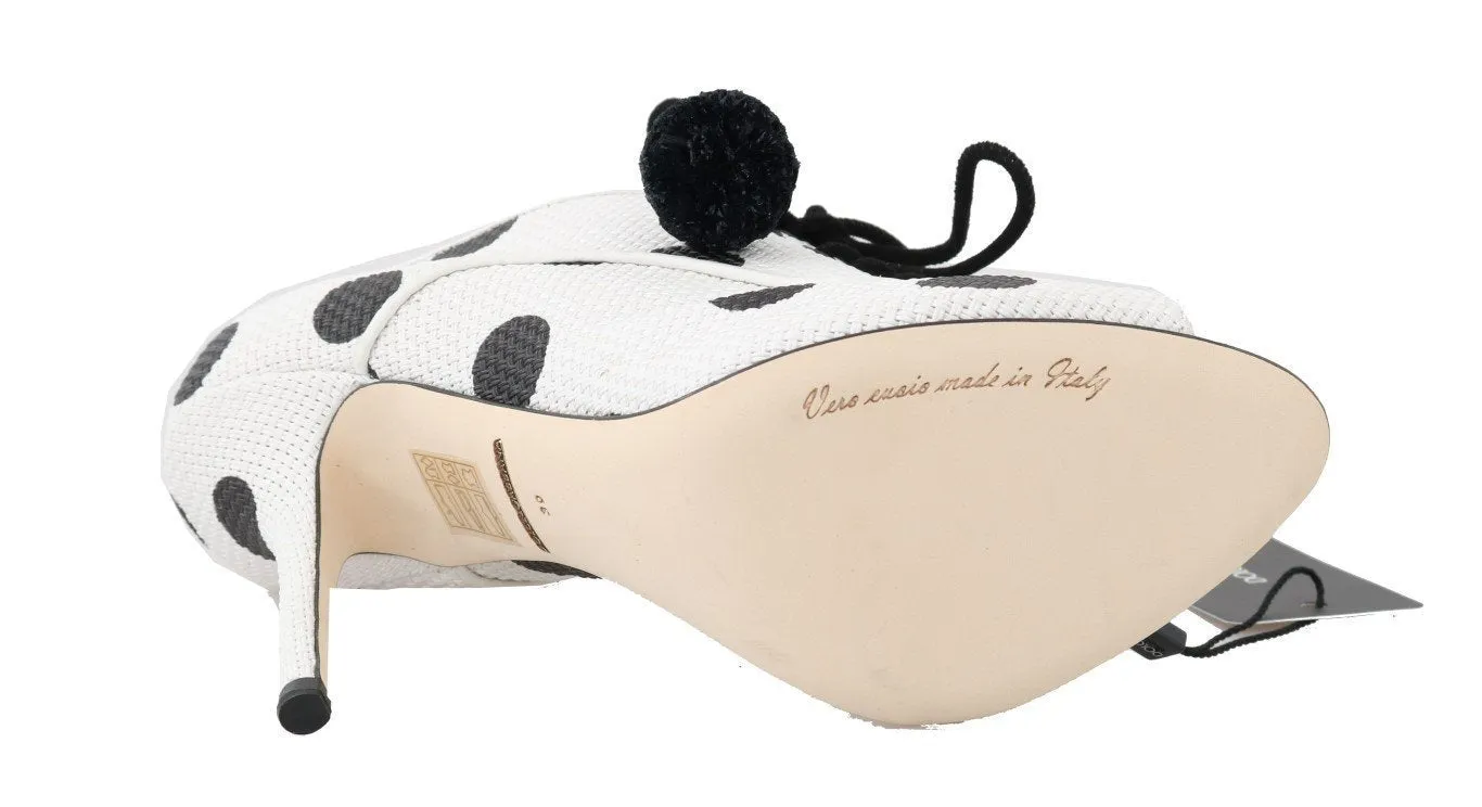 White Polka Dot Peep Toes Booties