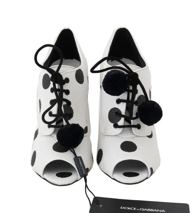 White Polka Dot Peep Toes Booties