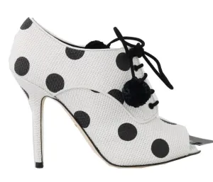 White Polka Dot Peep Toes Booties