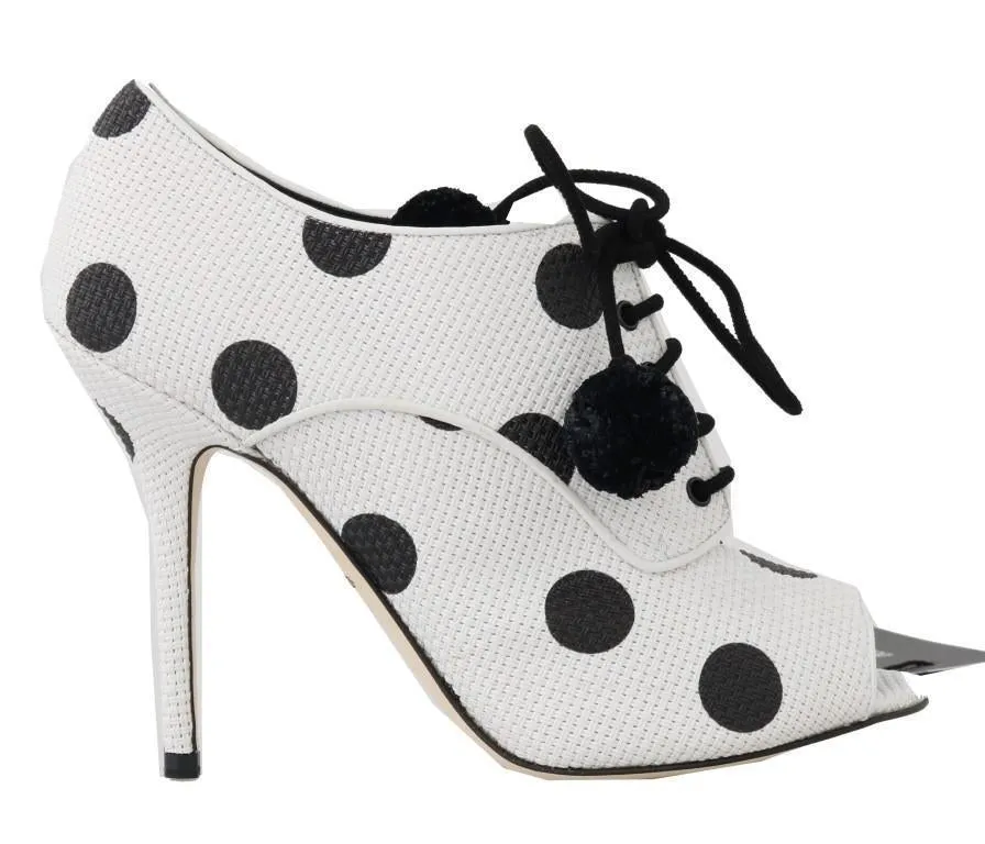 White Polka Dot Peep Toes Booties
