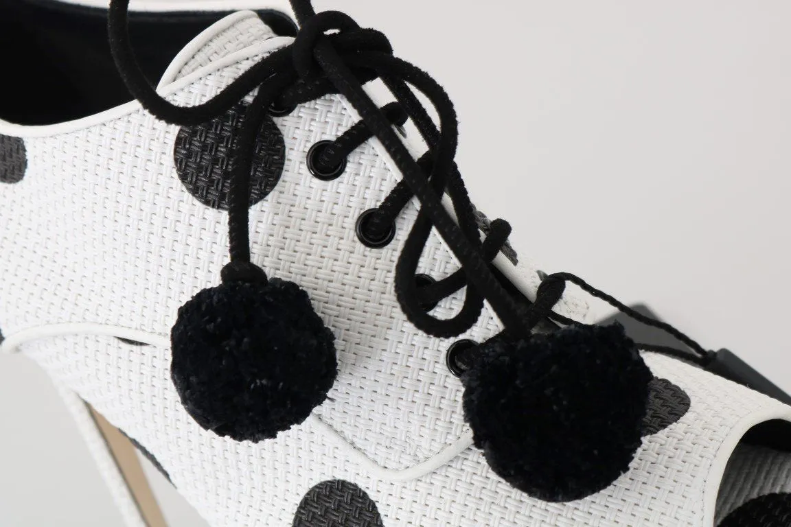White Polka Dot Peep Toes Booties