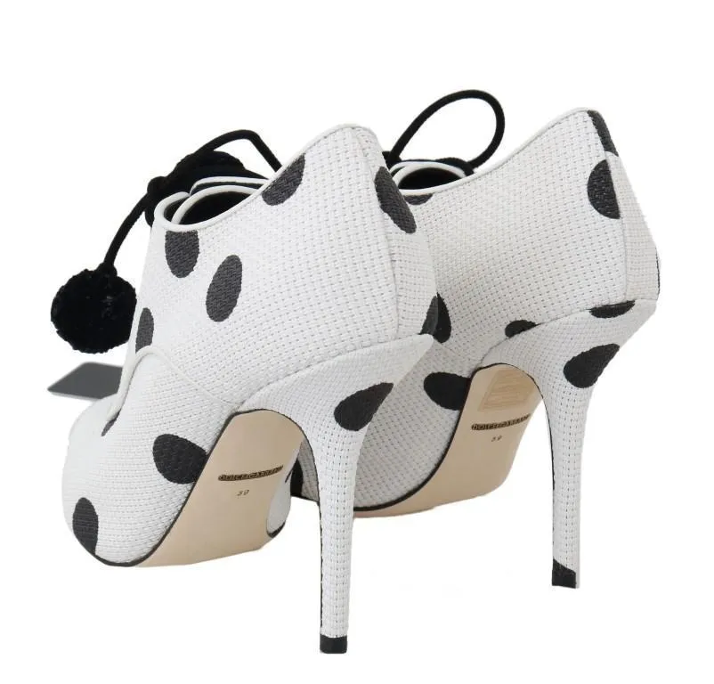 White Polka Dot Peep Toes Booties