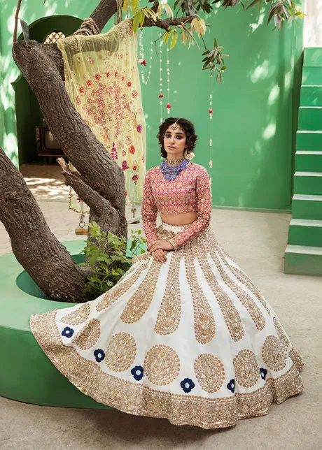 White Raw Silk Lehenga Choli for Indian Bridal Wear