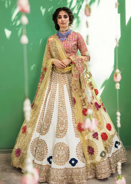 White Raw Silk Lehenga Choli for Indian Bridal Wear