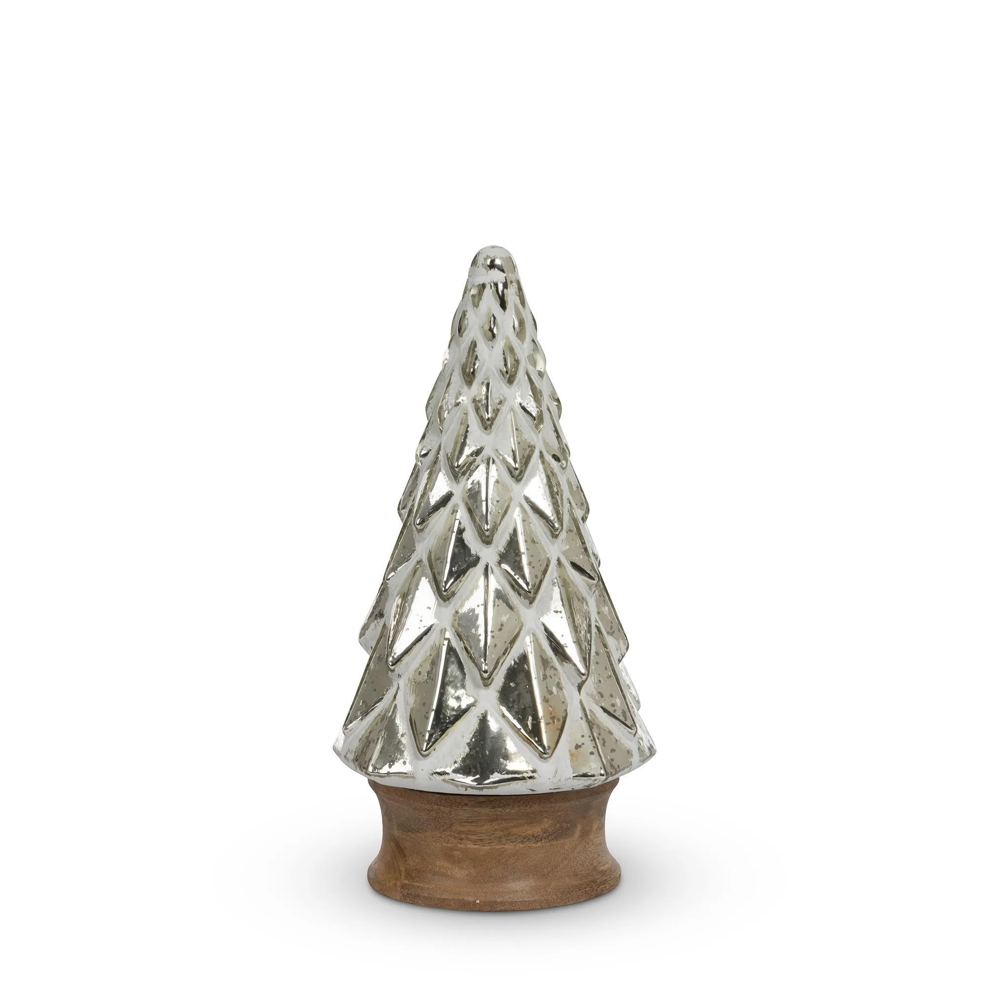 Whitewash Silver Mercury Glass Tabletop Tree, 13"