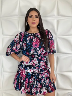 Wild Floral Ruffle Dress