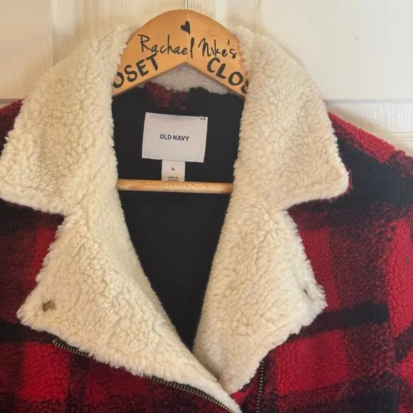 Women Hunter Plaid  Sherpa Women’s Jean Jacket Coat  Size Large  Cozy &amp; Stylish