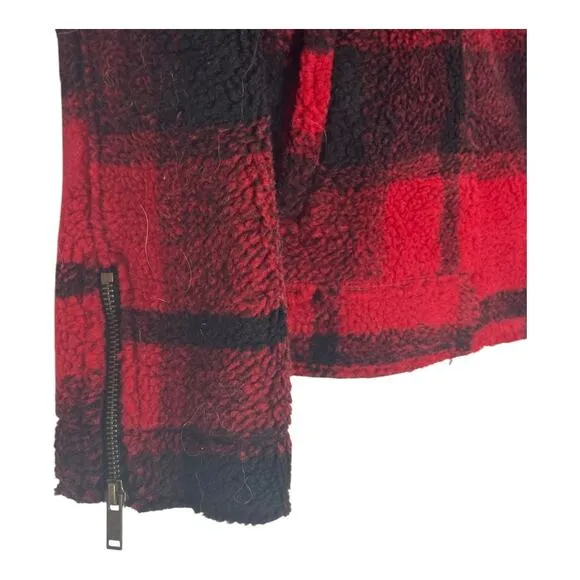 Women Hunter Plaid  Sherpa Women’s Jean Jacket Coat  Size Large  Cozy &amp; Stylish