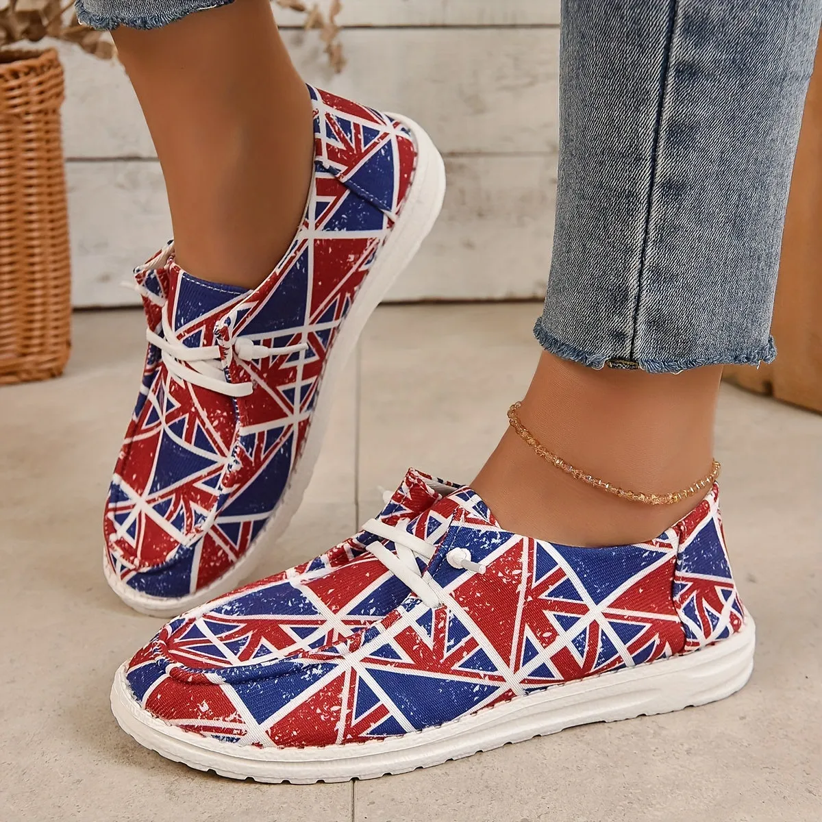 Womens British Flag Print Loafers
