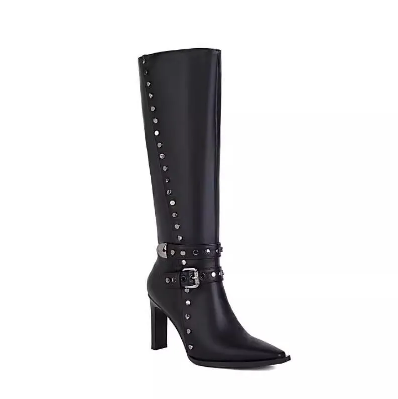 Women's High Heeld Stud Boots For Small Feet TS83