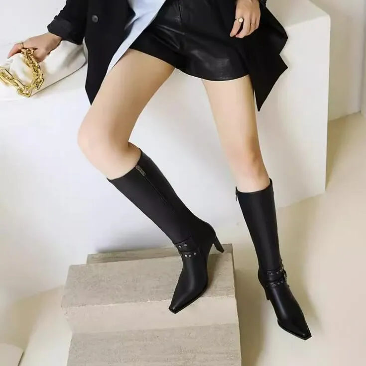 Women's High Heeld Stud Boots For Small Feet TS83