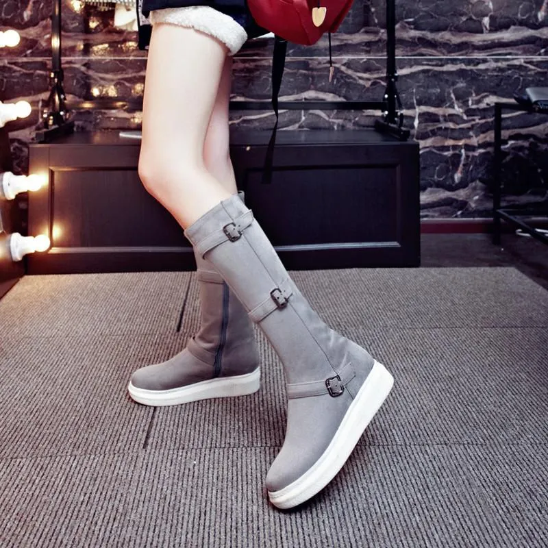 Women's Sexy Mid-Calf Flock Boot
