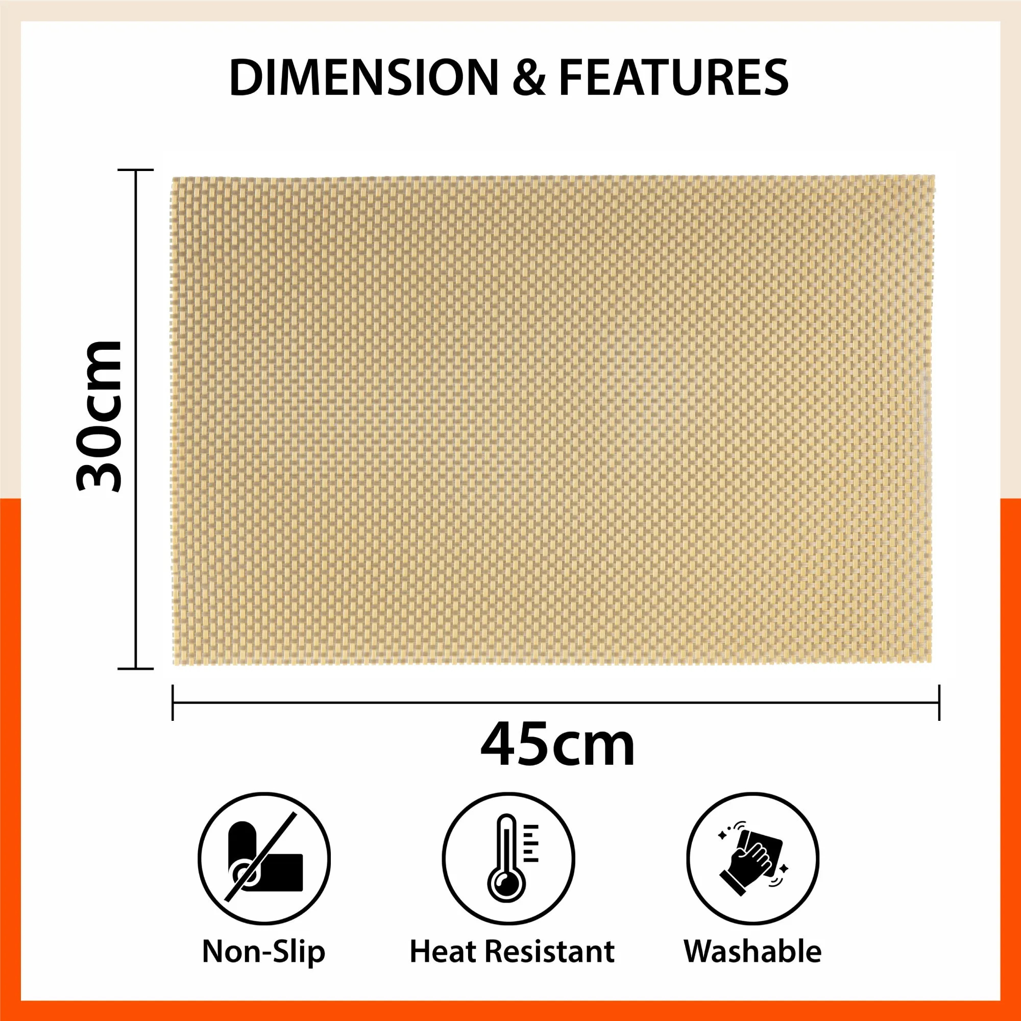 Woven PVC Table Mats / Placemats for Dining Table at Home (ALMA Set of 6)