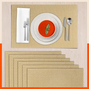Woven PVC Table Mats / Placemats for Dining Table at Home (ALMA Set of 6)