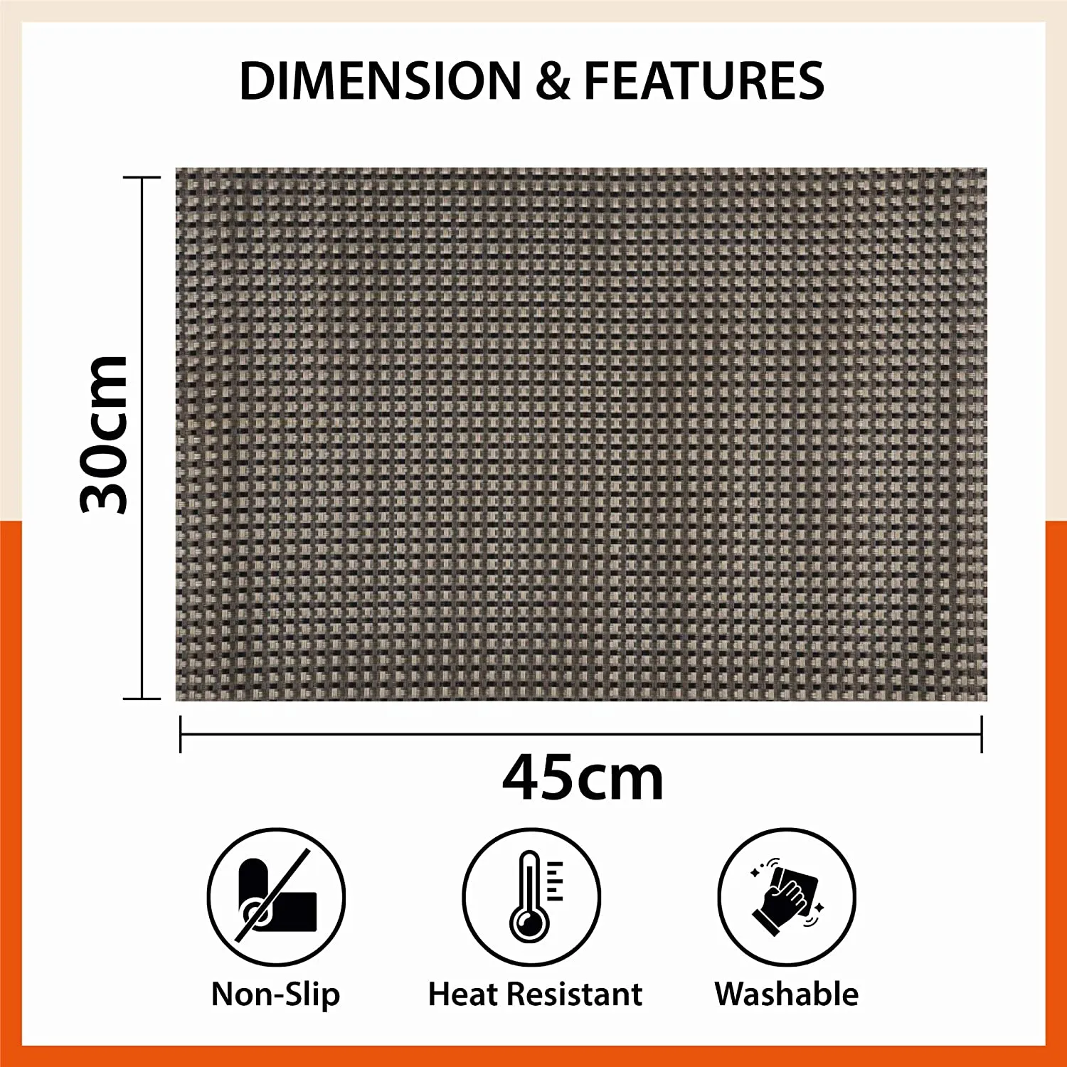 Woven PVC Table Mats / Placemats for Dining Table at Home (Kaya - Set of 6)