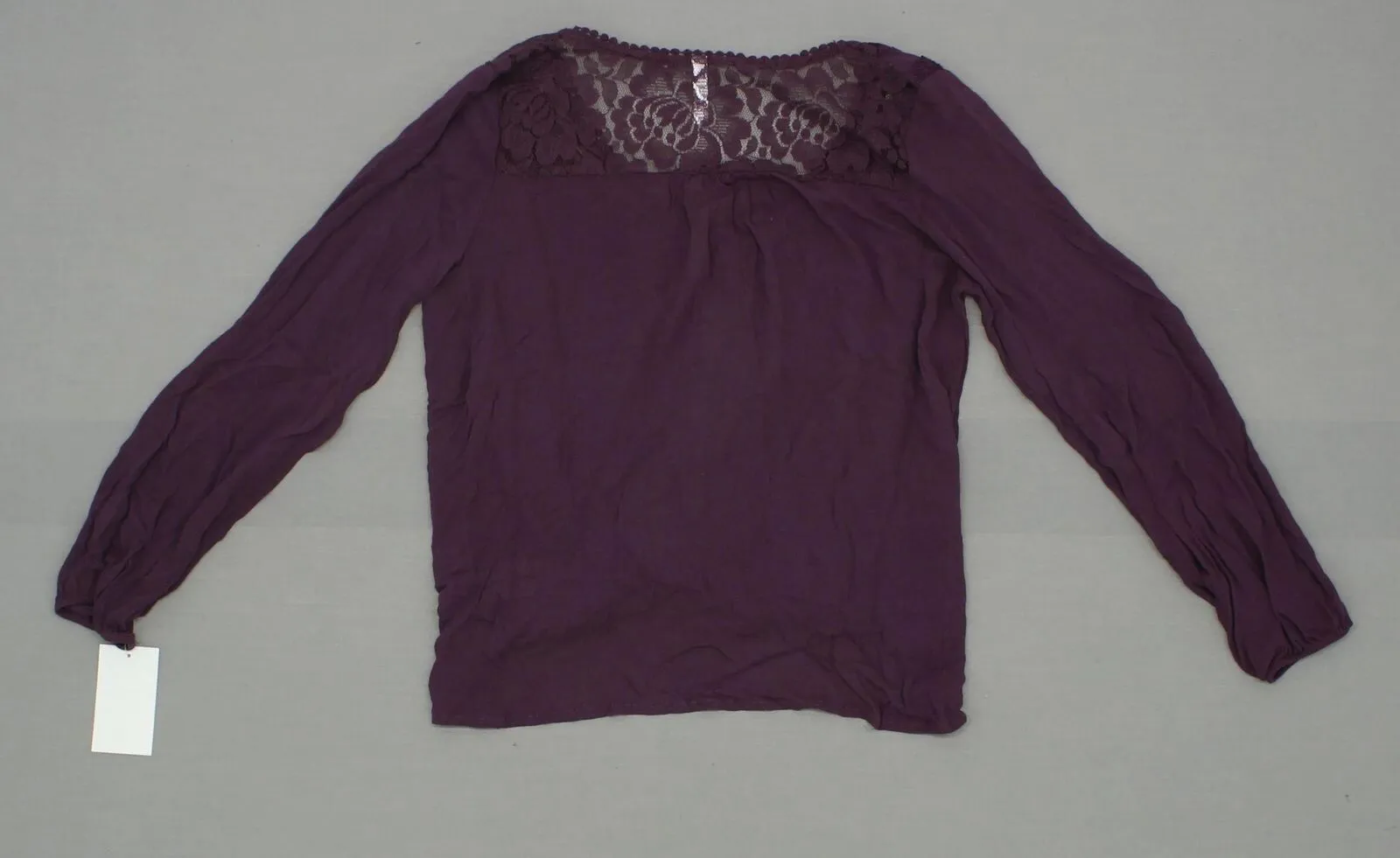 Xhilaration Women's Long Sleeve Crochet-Trim Surplice Top Purple