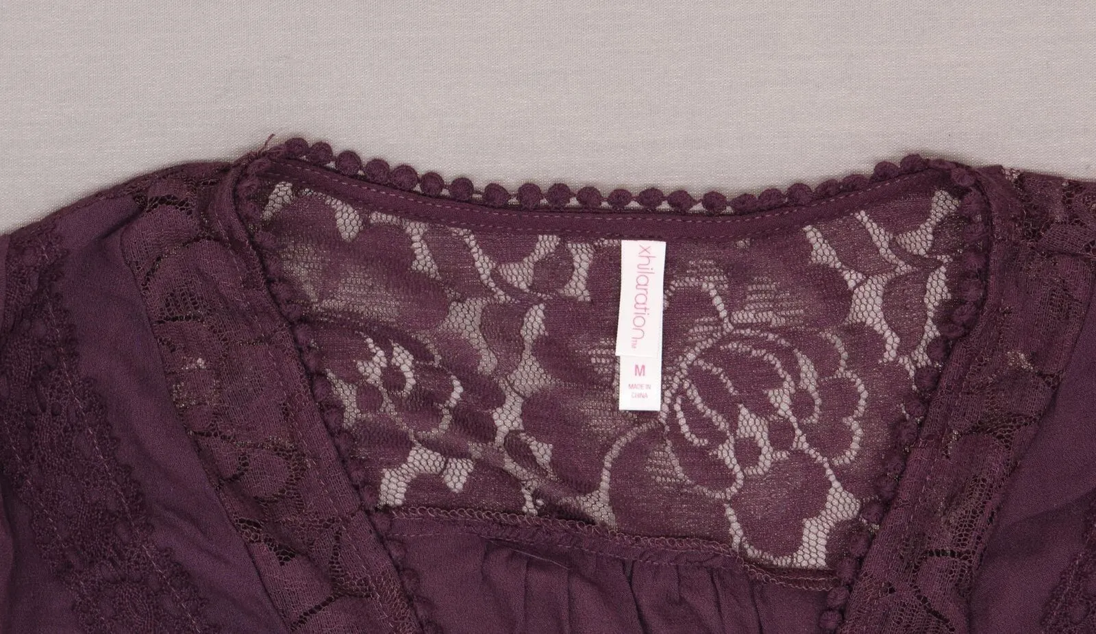 Xhilaration Women's Long Sleeve Crochet-Trim Surplice Top Purple