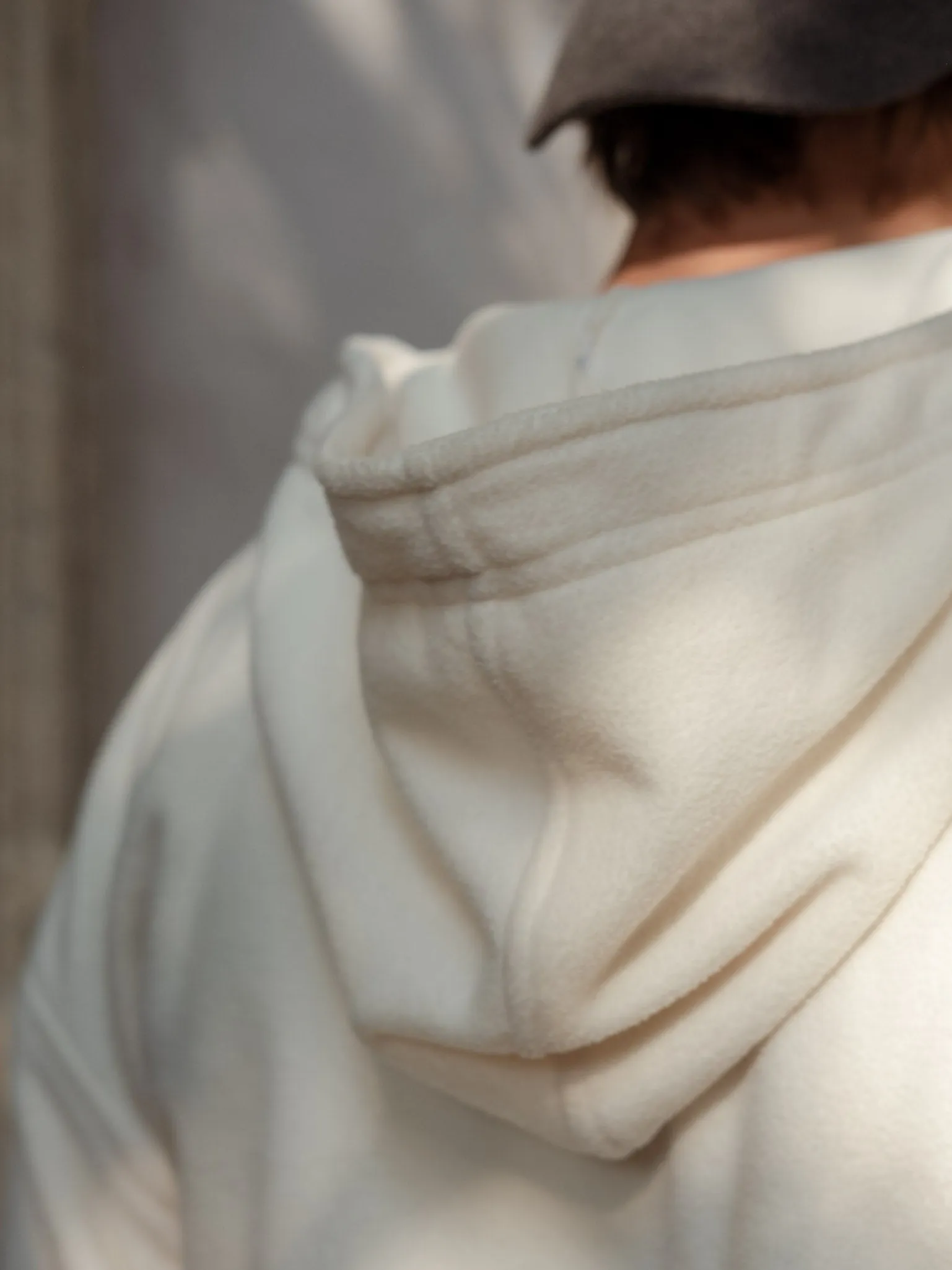 ZIP COLLAR COZY HOODIE - CREAMY