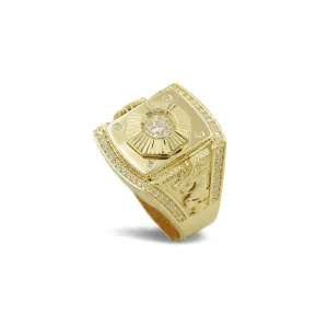 Zirconia Center Stylish Mens Ring in 10kt Gold